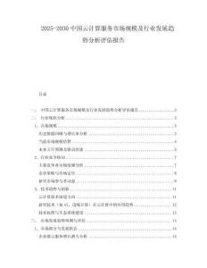 2025-2030中國云計算服務市場規模及行業發展趨勢分析評估報告