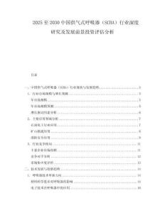 2025至2030中國(guó)供氣式呼吸器（SCBA）行業(yè)深度研究及發(fā)展前景投資評(píng)估分析
