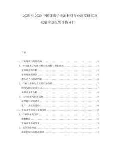 2025至2030中國鋰離子電池材料行業深度研究及發展前景投資評估分析