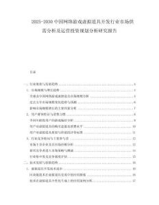 2025-2030中國網絡游戲虛擬道具開發行業市場供需分析及運營投資規劃分析研究報告