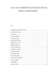 2025-2030中國新材料研發行業市場全面分析及材料創新與市場投資價值報告