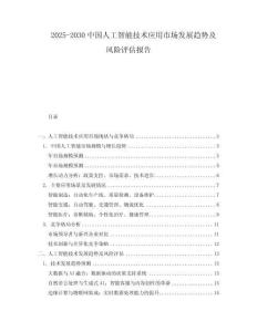 2025-2030中國人工智能技術應用市場發展趨勢及風險評估報告