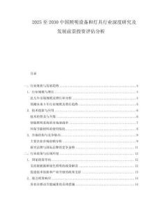 2025至2030中國照明設備和燈具行業深度研究及發展前景投資評估分析