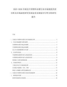 2025-2030全球及中國塑料水箱行業(yè)市場現(xiàn)狀供需分析及市場深度研究發(fā)展前景及規(guī)劃可行性分析研究報告