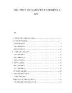2025-2030中國移動支付行業供需結構及投資發展趨勢