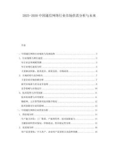 2025-2030中國通信網絡行業市場供需分析與未來