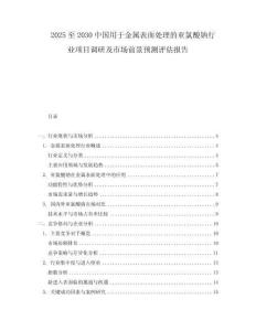 2025至2030中國用于金屬表面處理的亞氯酸鈉行業項目調研及市場前景預測評估報告
