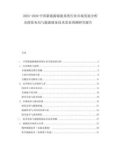 2025-2030中國新能源儲能系統行業市場發展分析及投資布局與能源儲備技術需求預測研究報告