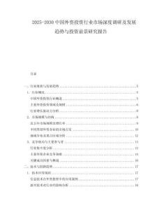 2025-2030中國外資投資行業市場深度調研及發展趨勢與投資前景研究報告