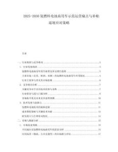 2025-2030氫燃料電池商用車示范運營痛點與補貼退坡應對策略