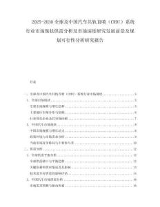 2025-2030全球及中國汽車共軌直噴（CRDI）系統行業市場現狀供需分析及市場深度研究發展前景及規劃可行性分析研究報告