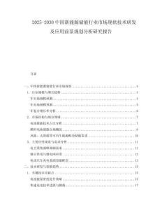 2025-2030中國新能源儲能行業市場現狀技術研發及應用前景規劃分析研究報告