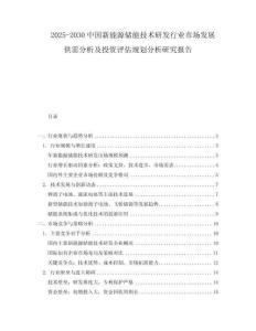 2025-2030中國新能源儲能技術研發行業市場發展供需分析及投資評估規劃分析研究報告