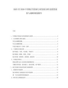 2025至2030中國航空設備行業發展分析及投資前景與戰略規劃報告