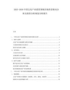 2025-2030中國文化產業投資領域市場供需格局分析及投資分析規劃分析報告
