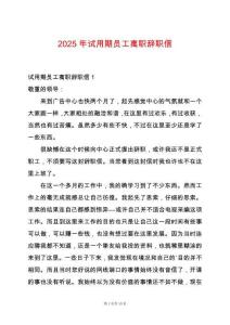 2025年試用期員工離職辭職信