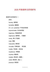2025年英語作文好詞好句
