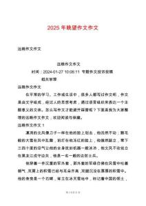 2025年眺望作文作文