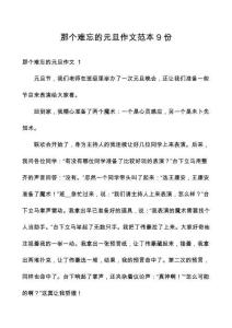 那個難忘的元旦作文范本9份