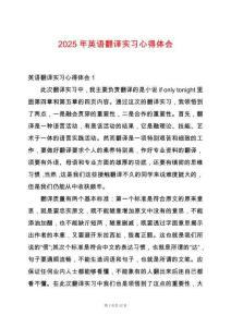 2025年英語翻譯實(shí)習(xí)心得體會(huì)