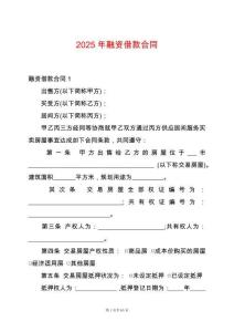 2025年融資借款合同