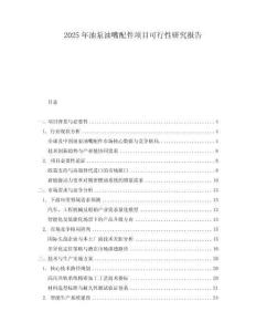 2025年油泵油嘴配件項目可行性研究報告
