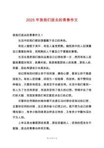 2025年致我們逝去的青春作文