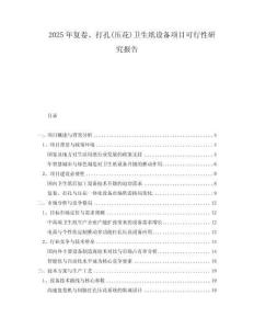 2025年復(fù)卷、打孔(壓花)衛(wèi)生紙?jiān)O(shè)備項(xiàng)目可行性研究報(bào)告