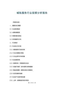 城軌服務行業視頻分析報告