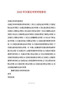 2025年石家莊?？茖W(xué)校排名