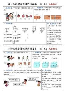 二升三數(shù)學(xué)暑假課內(nèi)預(yù)習(xí)單-下面右邊的書包
