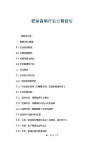 低端音響行業(yè)分析報(bào)告