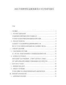 2025年別墅型信息配線箱項目可行性研究報告