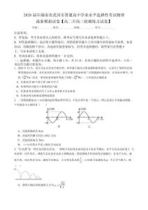 2026屆湖南省武岡市普通高中學(xué)業(yè)水平選擇性考試物理練習(xí)卷