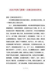 2025年[熱門]那是一次難忘的嘗試作文