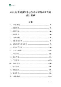 2025年定制排氣系統(tǒng)改裝創(chuàng)新創(chuàng)業(yè)項目商業(yè)計劃書