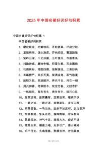 2025年中國名著好詞好句積累