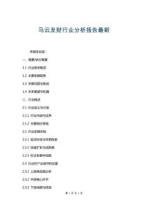马云发财行业分析报告最新