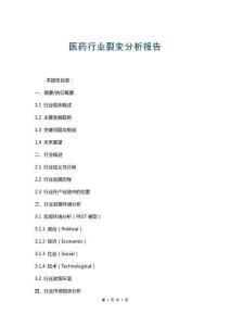 醫(yī)藥行業(yè)裂變分析報告 (2)