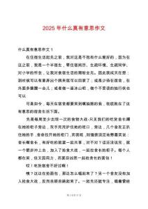 2025年什么真有意思作文