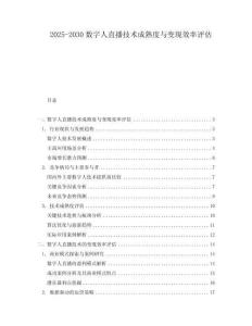 2025-2030數(shù)字人直播技術(shù)成熟度與變現(xiàn)效率評(píng)估