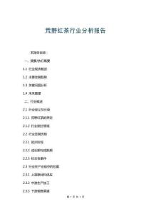荒野红茶行业分析报告