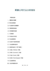 順灝公司行業(yè)分析報告