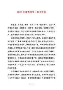 2025年優(yōu)秀作文：除夕之夜