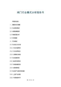 阀门行业模式分析报告书