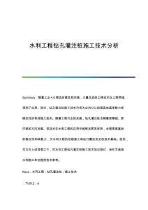 水利工程鉆孔灌注樁施工技術(shù)分析