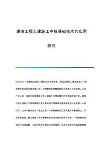 建筑工程土建施工中樁基礎(chǔ)技術(shù)的應(yīng)用研究