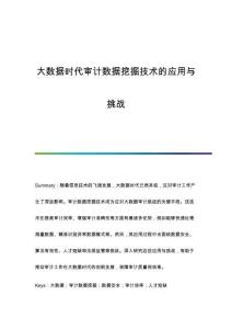 大數據時代審計數據挖掘技術的應用與挑戰(zhàn)