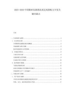 2025-2030中國(guó)精密儀器漂洗劑無(wú)殘留配方開發(fā)關(guān)鍵突破點(diǎn)