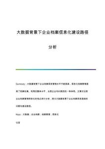 大數(shù)據(jù)背景下企業(yè)檔案信息化建設路徑分析